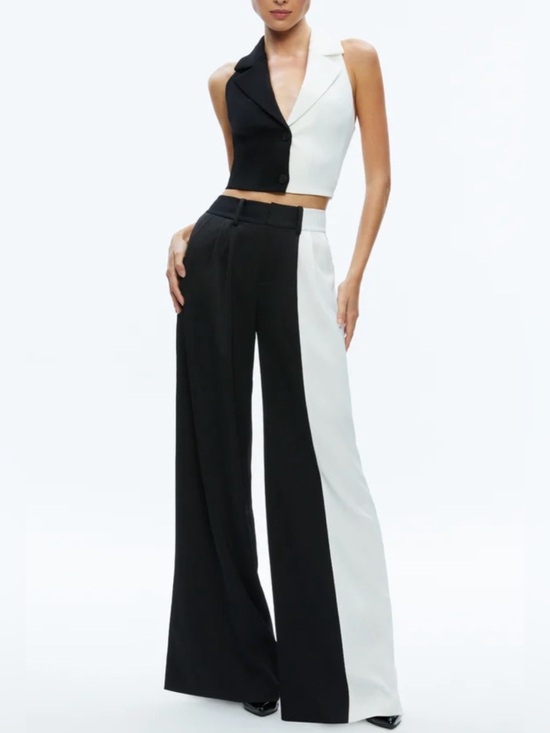 Alice + Olivia Pants - Alice + Olivia Pompey Color Block Pants Black/White, NWT, size 4 (matching vest)